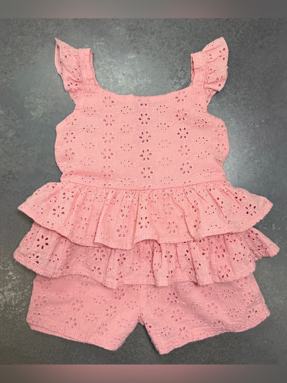 Just Izzy 3T Pink Eyelet Ruffle Shorts Set